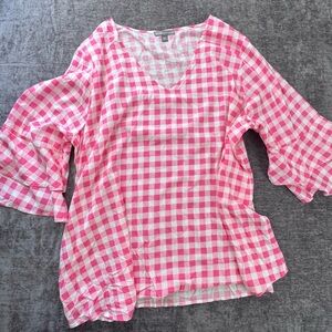 Jessica London Pink and White Gingham Blouse